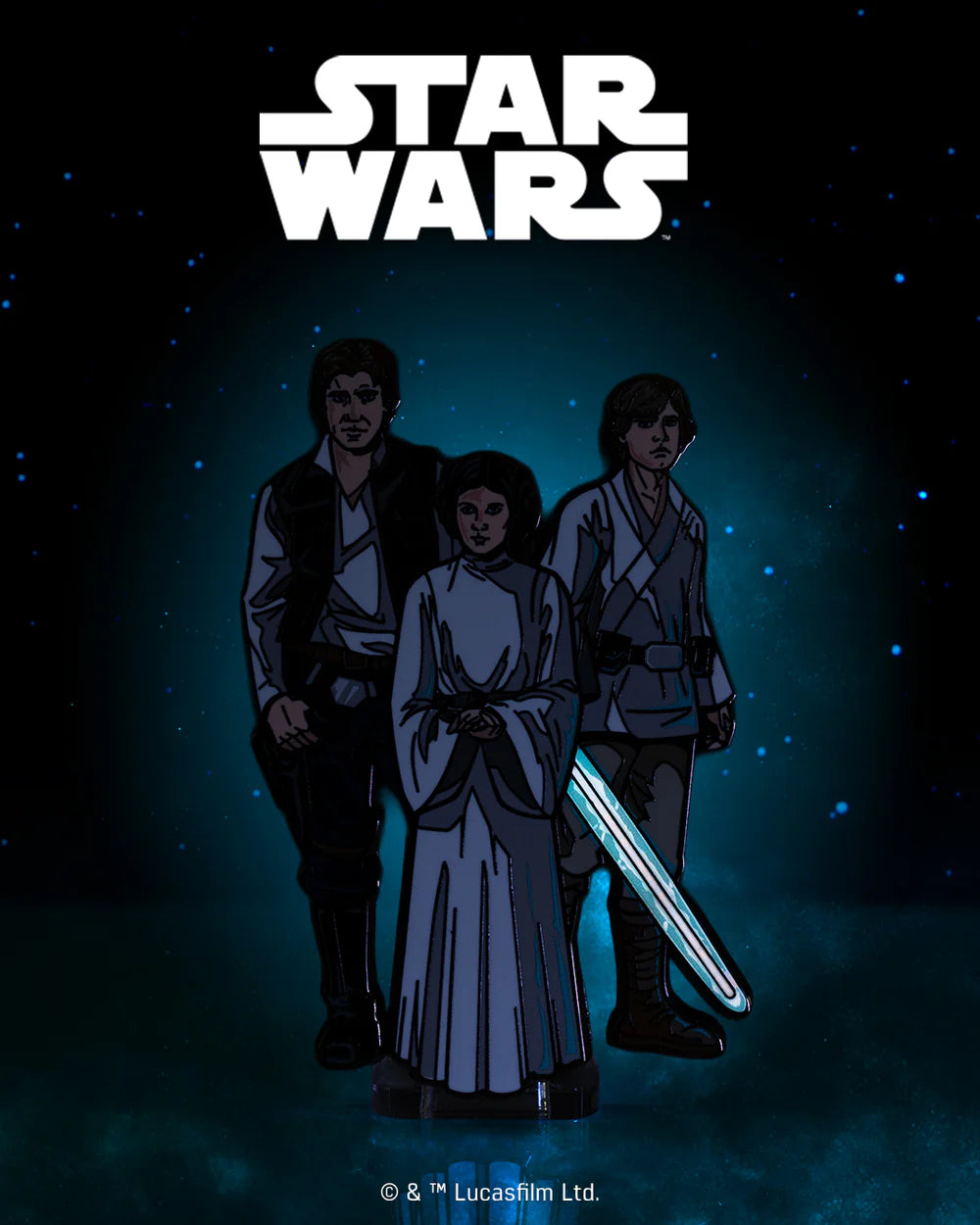 FiGPiN Star Wars Han Solo, Princess Leia & Luke Skywalker #1870 — Limited Edition 500 Pieces