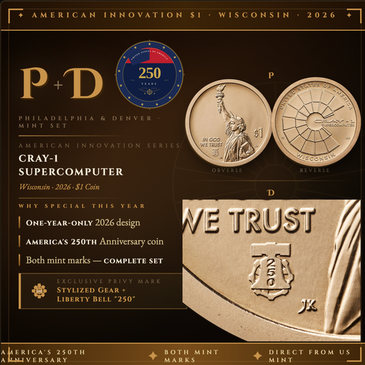 2026 American Innovation $1 Coin Wisconsin P&D Pair — Philadelphia & Denver Mint