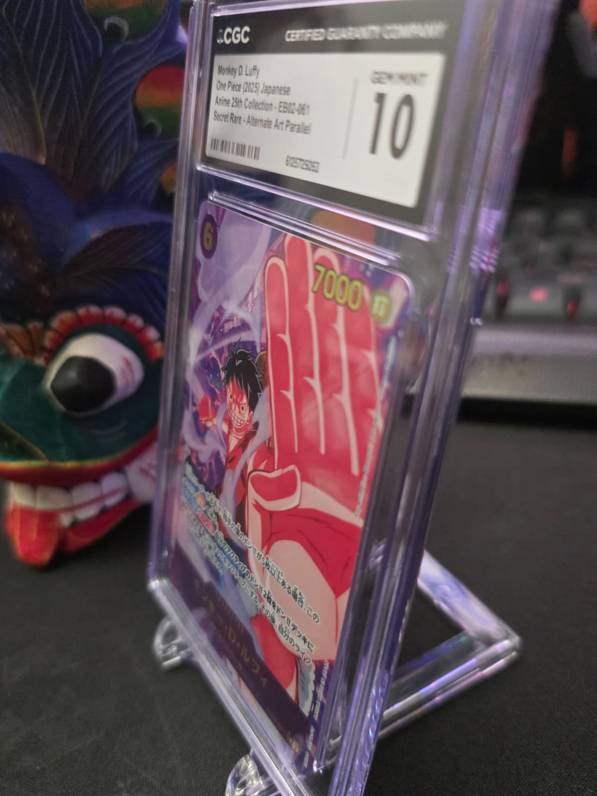 2025 One Piece Anime 25th Collection Alt Art Monkey D. Luffy EB02-061 CGC Pristine 10 + Free Stand